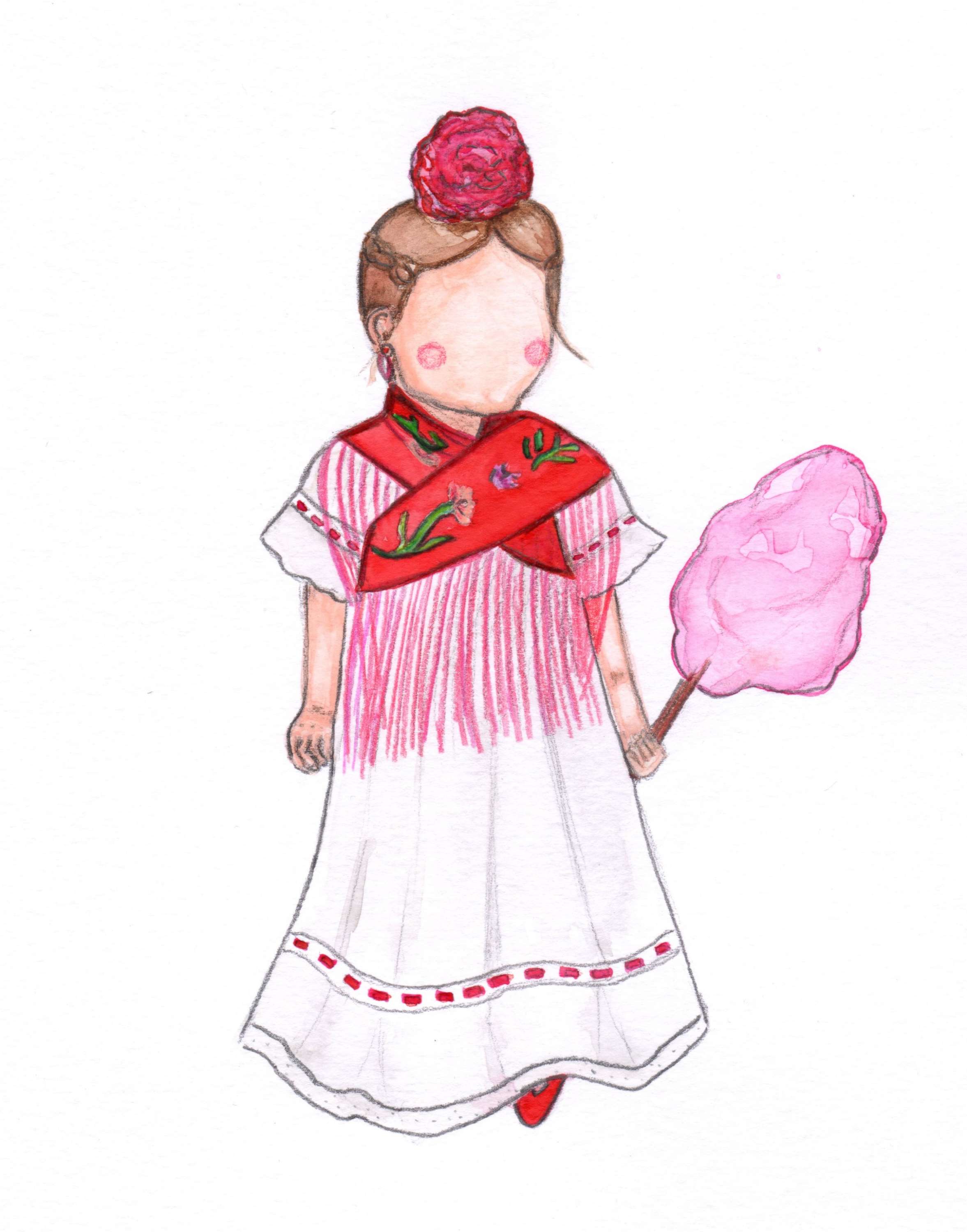 Acuarela original Flamenca con algodón