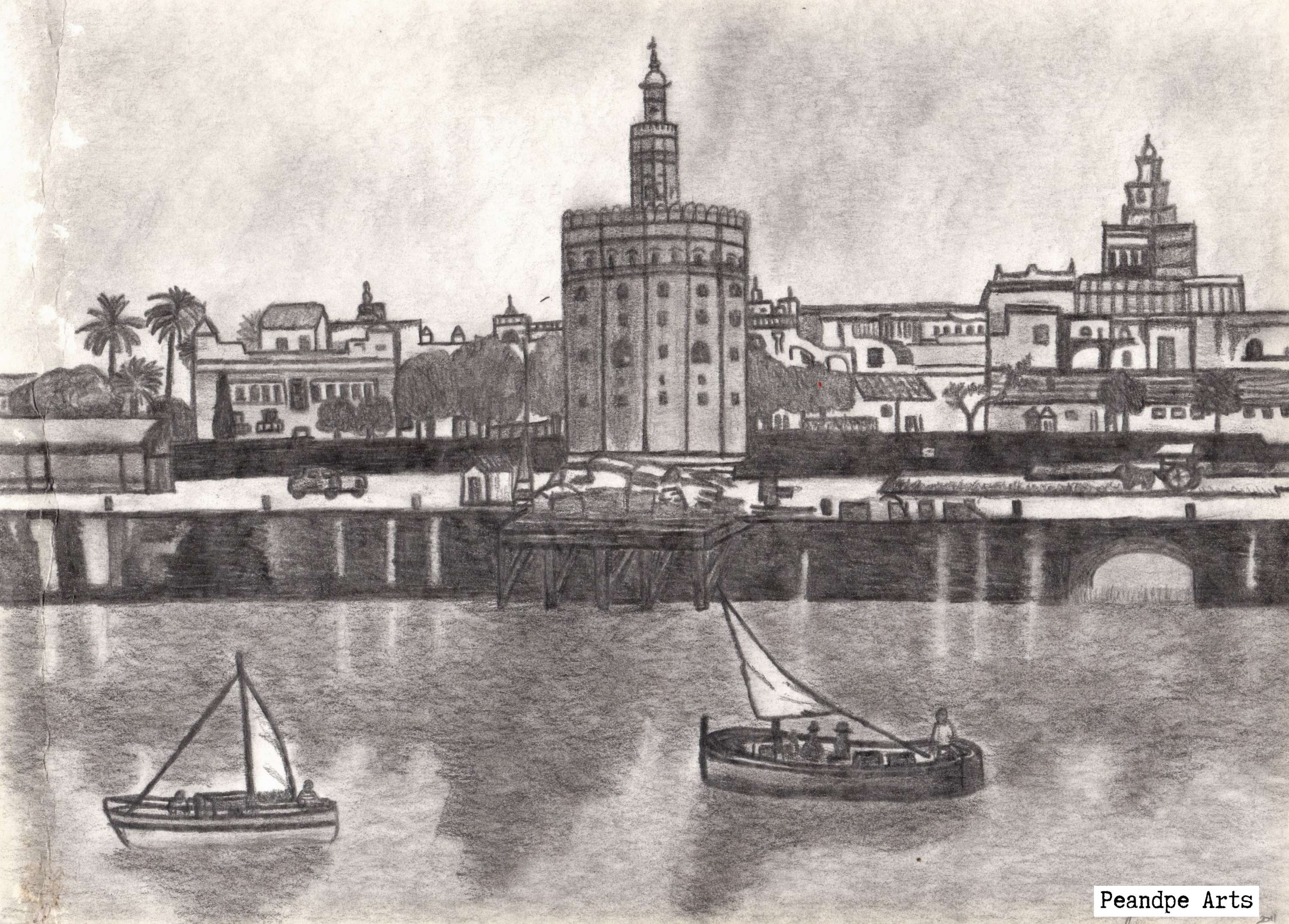 Print carboncillo Torre del Oro Sevilla | Pe&Pe Arts